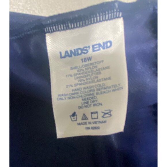 Lands End Tankini Swim Top Womens Size 18W Navy Polka Dot Ruffle Beach Resort C - Picture 2 of 14